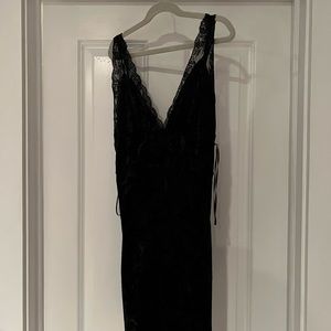 Free People Black Velvet Lace Mini Dress